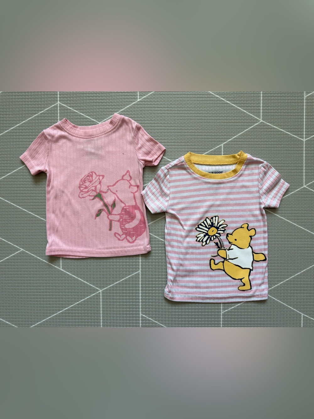 Life is good|Baby girl set of two tees,Winnie the Pooh & piglet ribbed tops•12M